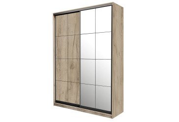 Skriňa 2D Loft 1200x600x2400, DTD + zrkadlo, Lines BL, Dub kraft sivý