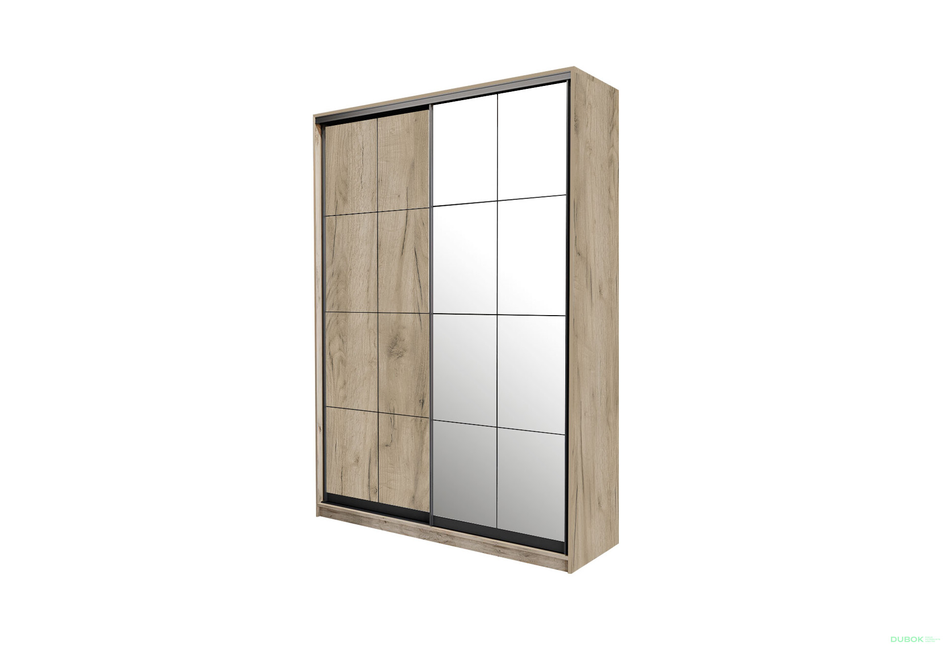 Fotografia 1 - Skriňa s posuvnými dverami DTD + zrkadlo 120x240x60 cm Loft Lines BL Dub kraft sivý