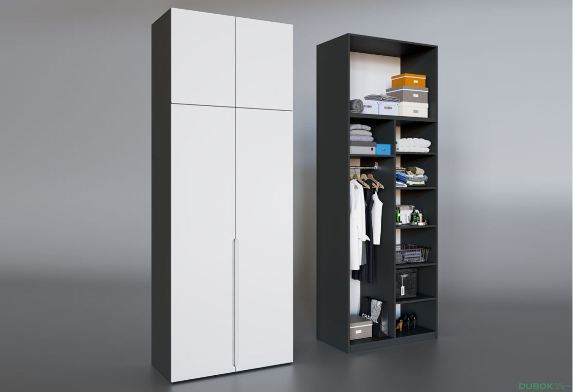 Fotografia 3 - Skriňa Neapol 2D 100 s nadstavcom, antracit / biela