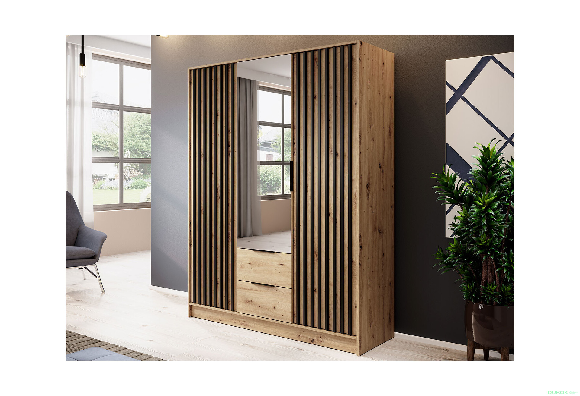 Skriňa 3D so zrkadlom artisan Nelly - Fotografia 3 Fotografia 3 - Skriňa 3D so zrkadlom artisan Nelly