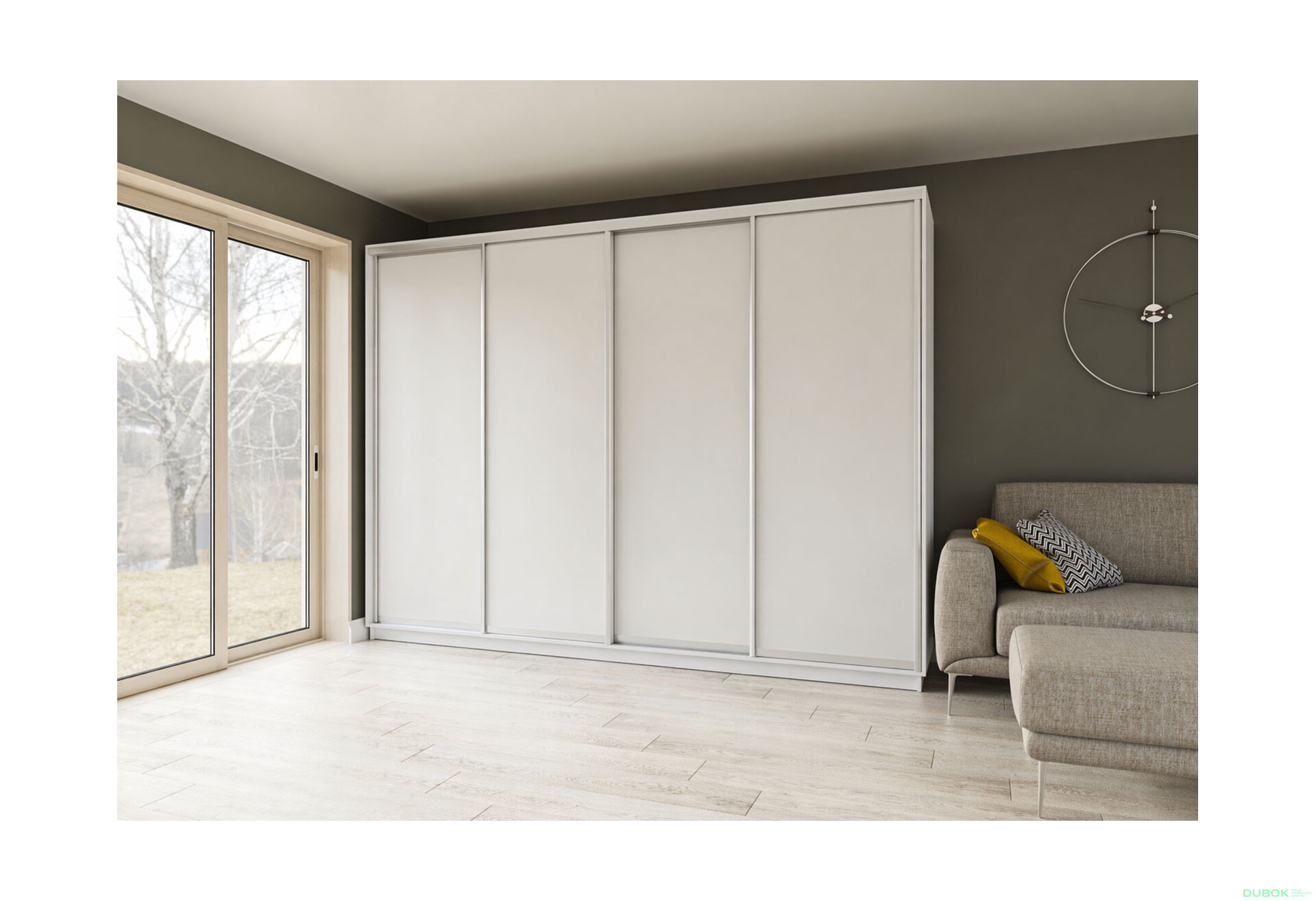 Fotografia 2 - Skriňa s posuvnými dverami 2400x3000x600 4DTD nymphaea alba, profil strieborný