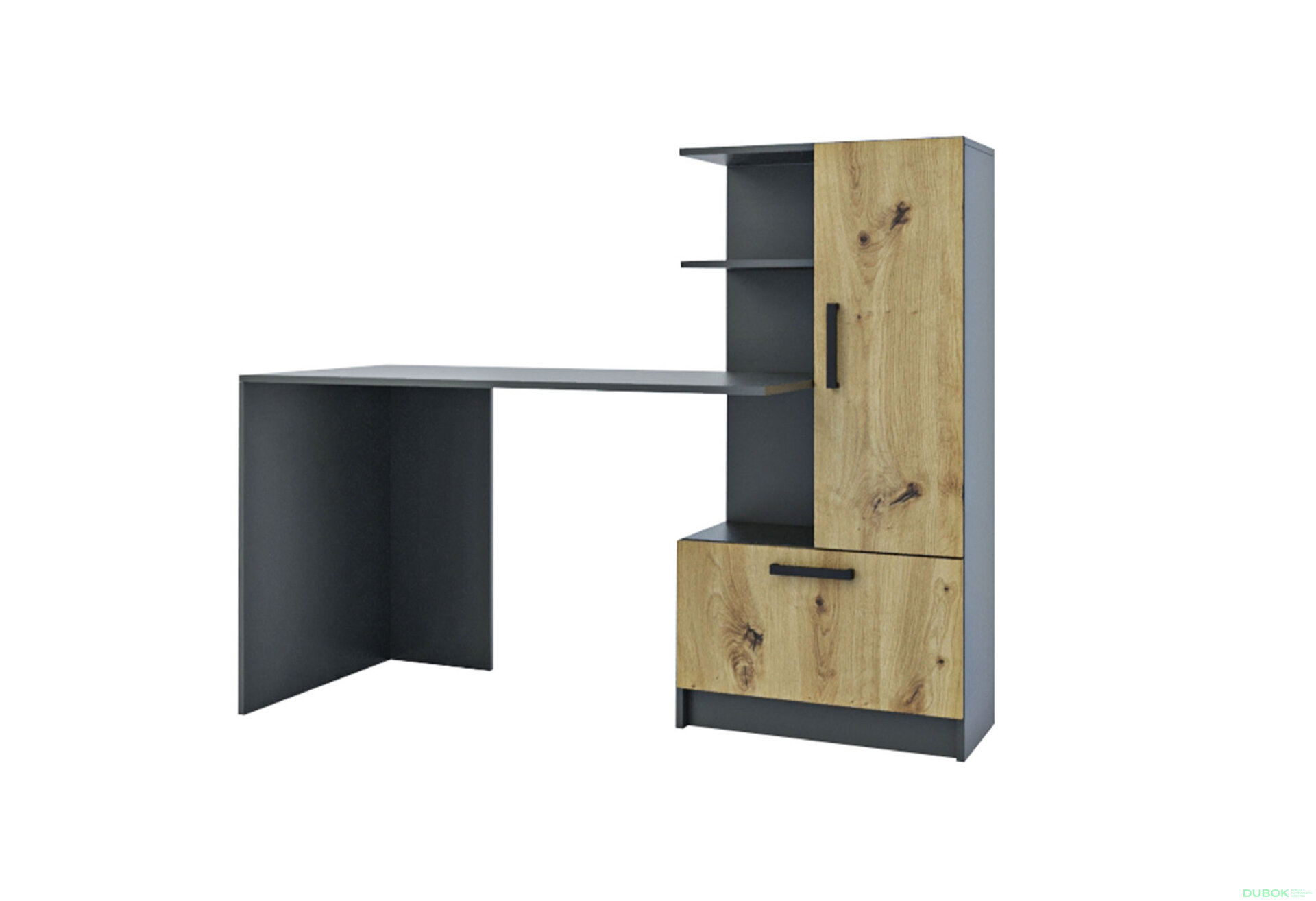 Fotografia 1 - Počítačový stôl Standard, antracit / dub artisan, pravá montáž