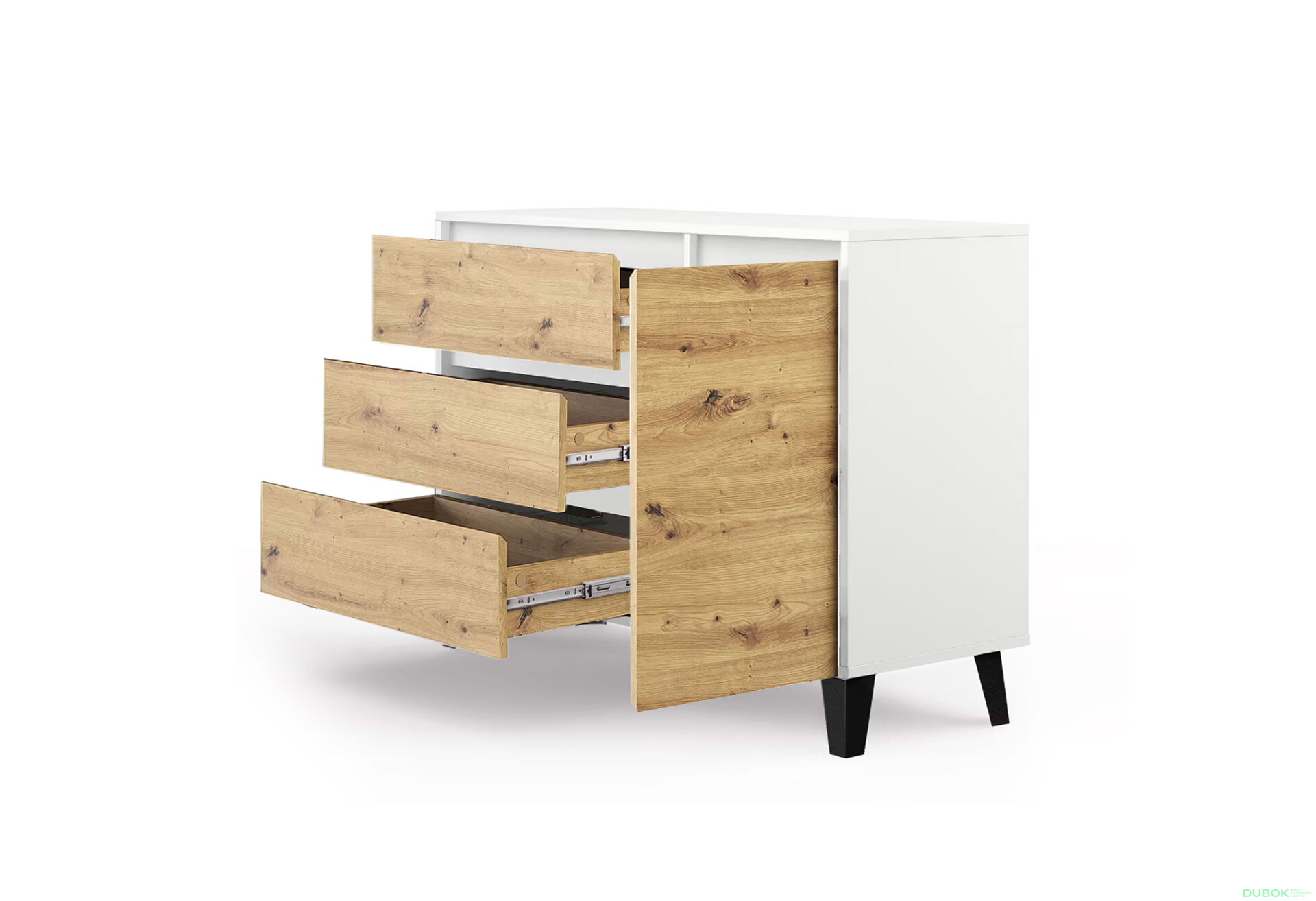 Fotografia 5 - Komoda Borg 1d3s biela / dub artisan