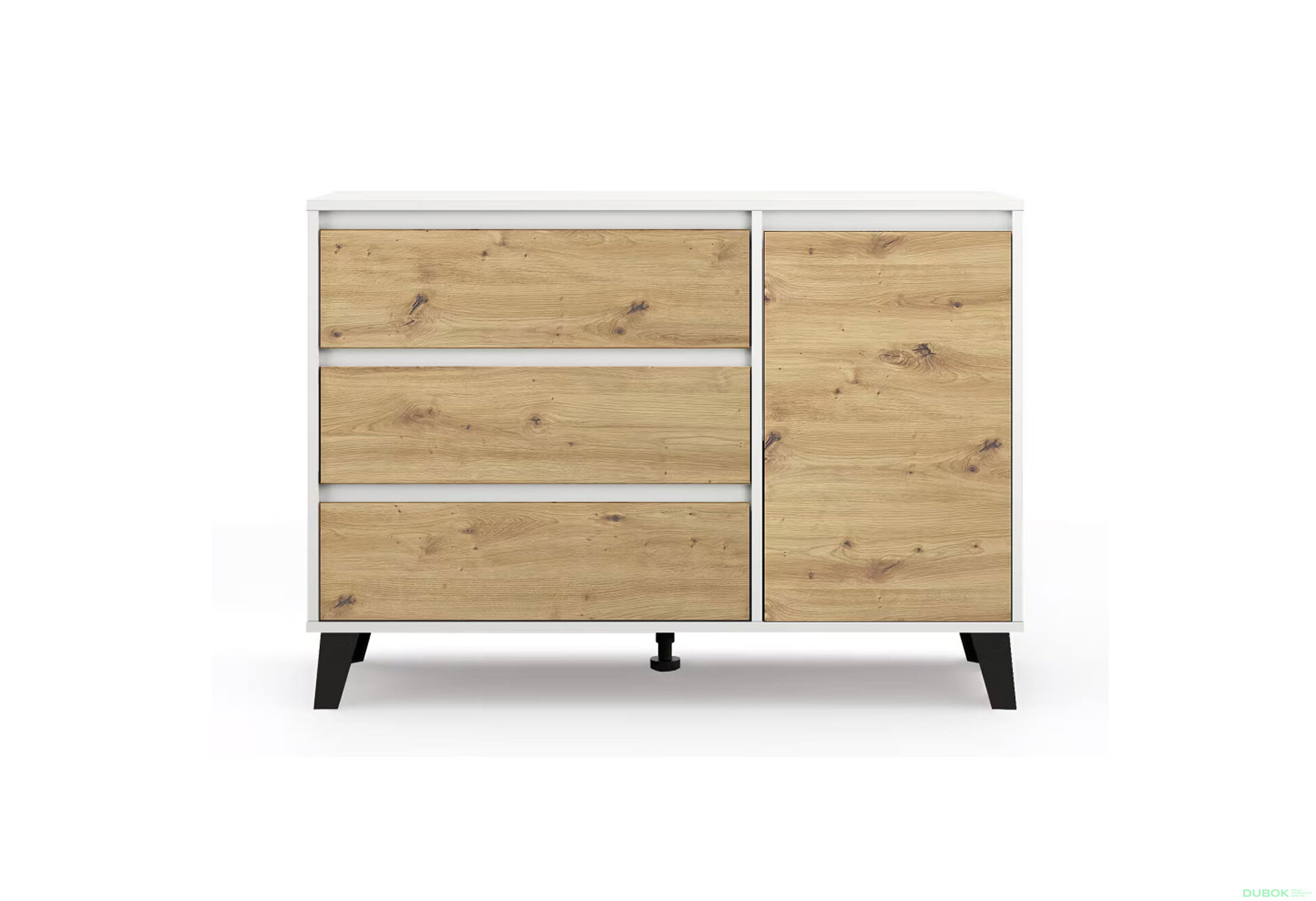 Fotografia 1 - Komoda Borg 1d3s biela / dub artisan
