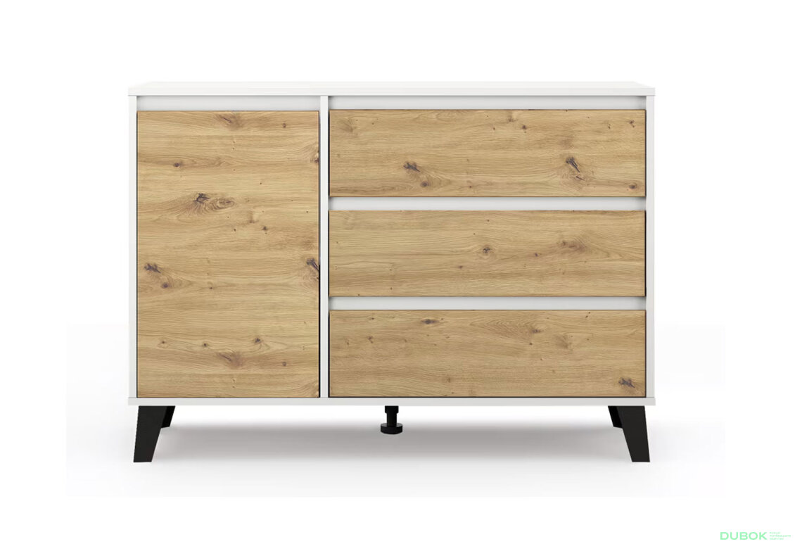 Fotografia 2 - Komoda Borg 1d3s biela / dub artisan