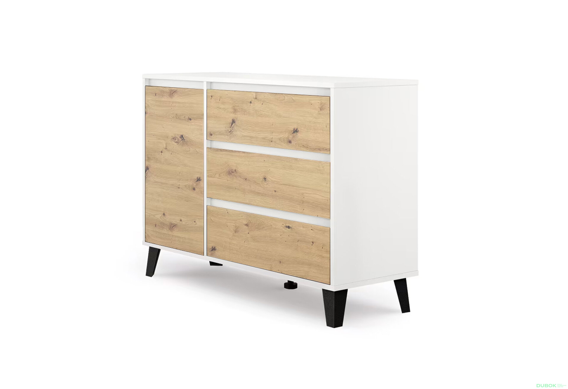Fotografia 3 - Komoda Borg 1d3s biela / dub artisan