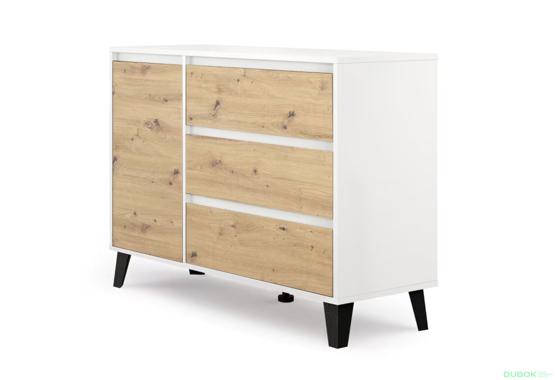Fotografia 3 - Komoda Borg 1d3s biela / dub artisan