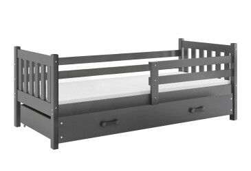 Posteľ Carino grafit, zásuvka grafit 90x200 cm s roštom, matracom
