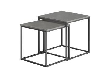 Stolik kawowy kwadrat 2szt - beton / nogi czarne