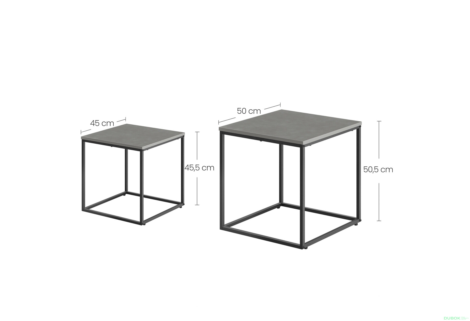 Stolik kawowy kwadrat 2szt - beton / nogi czarne - Fotografia 4 Fotografia 4 - Stolik kawowy kwadrat 2szt - beton / nogi czarne