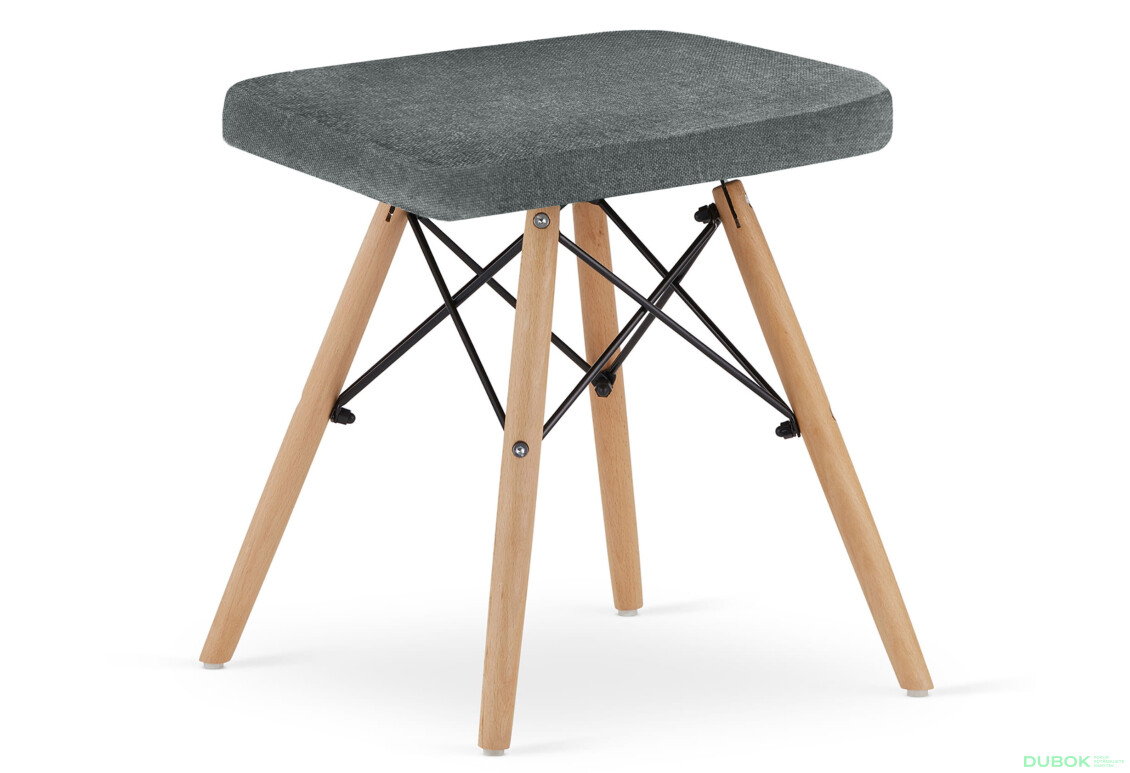 Taboret WERK - szary materiał / nogi naturalne x 1
