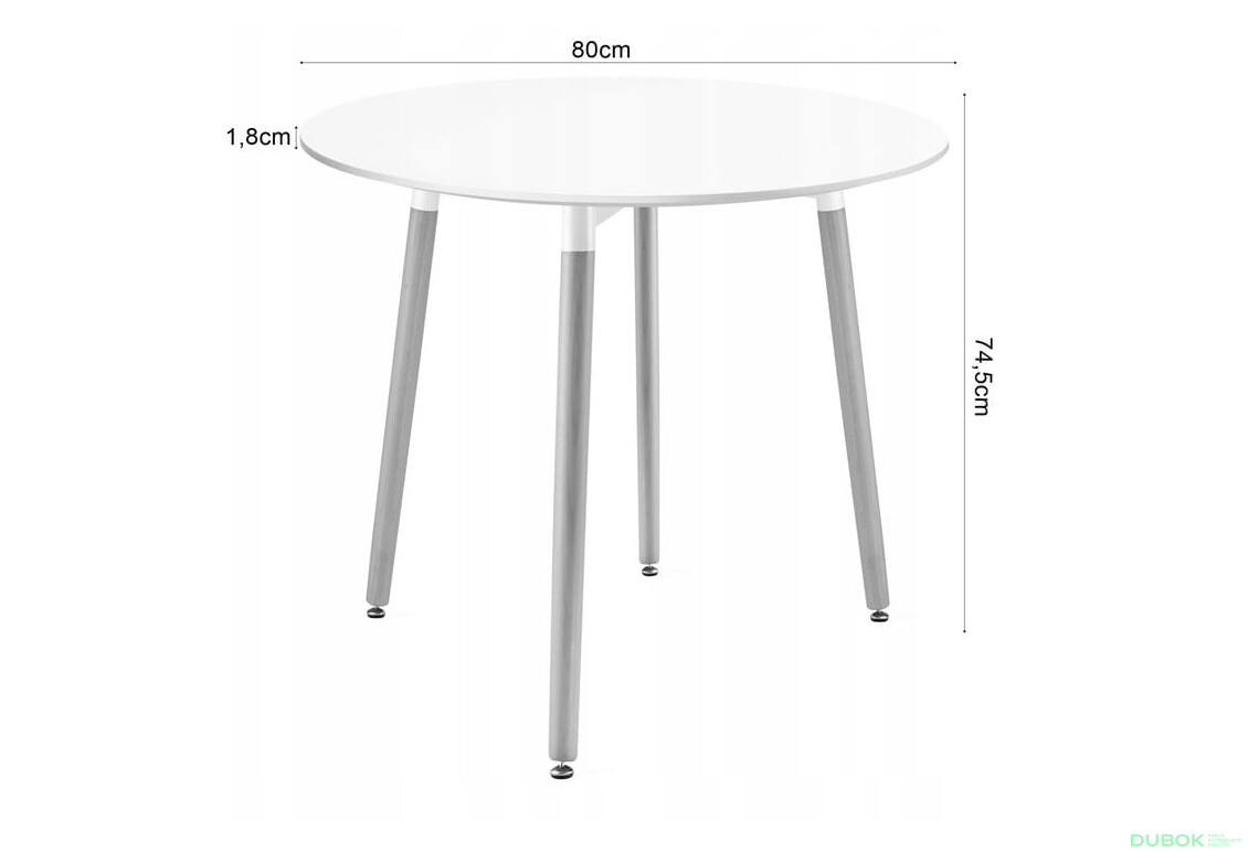 Fotografia 8 - Zestaw stół okrągły KAMI 80cm + 4 krzesła MARK białe