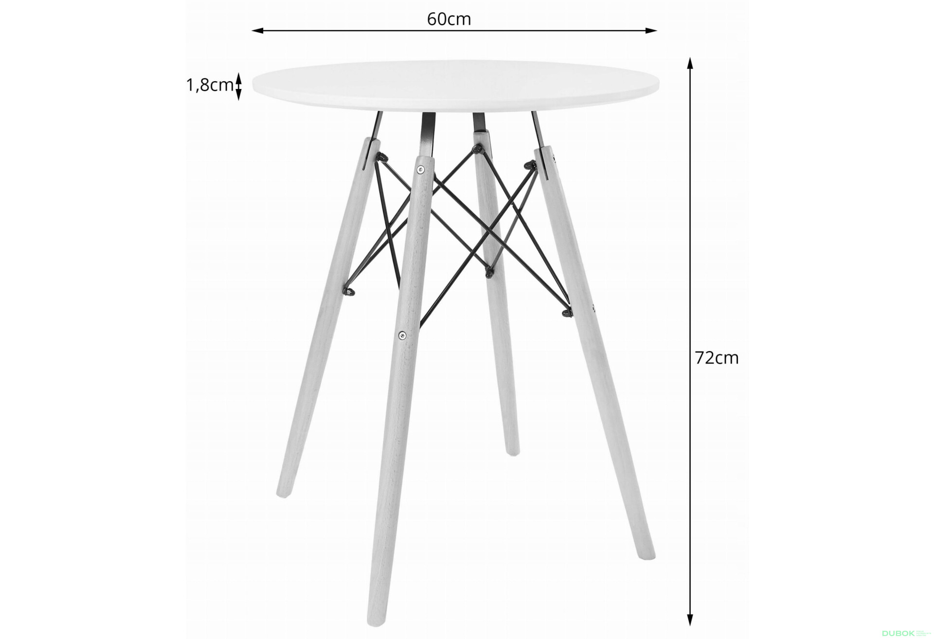 Fotografia 3 - Zestaw stół okrągły TODI 60cm biały + 2 krzesła MARK szare
