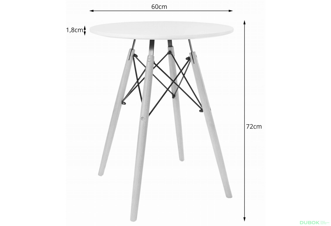 Fotografia 3 - Zestaw stół okrągły TODI 60cm biały + 2 krzesła MARK szare