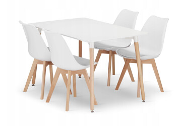 Zestaw stół prostokątny ADRIA 120x80 biały + 4 krzesła MARK białe