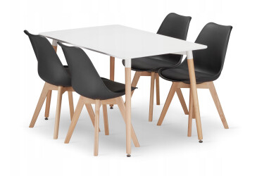 Zestaw stół prostokątny ADRIA 120x80 biały + 4 krzesła MARK czarne