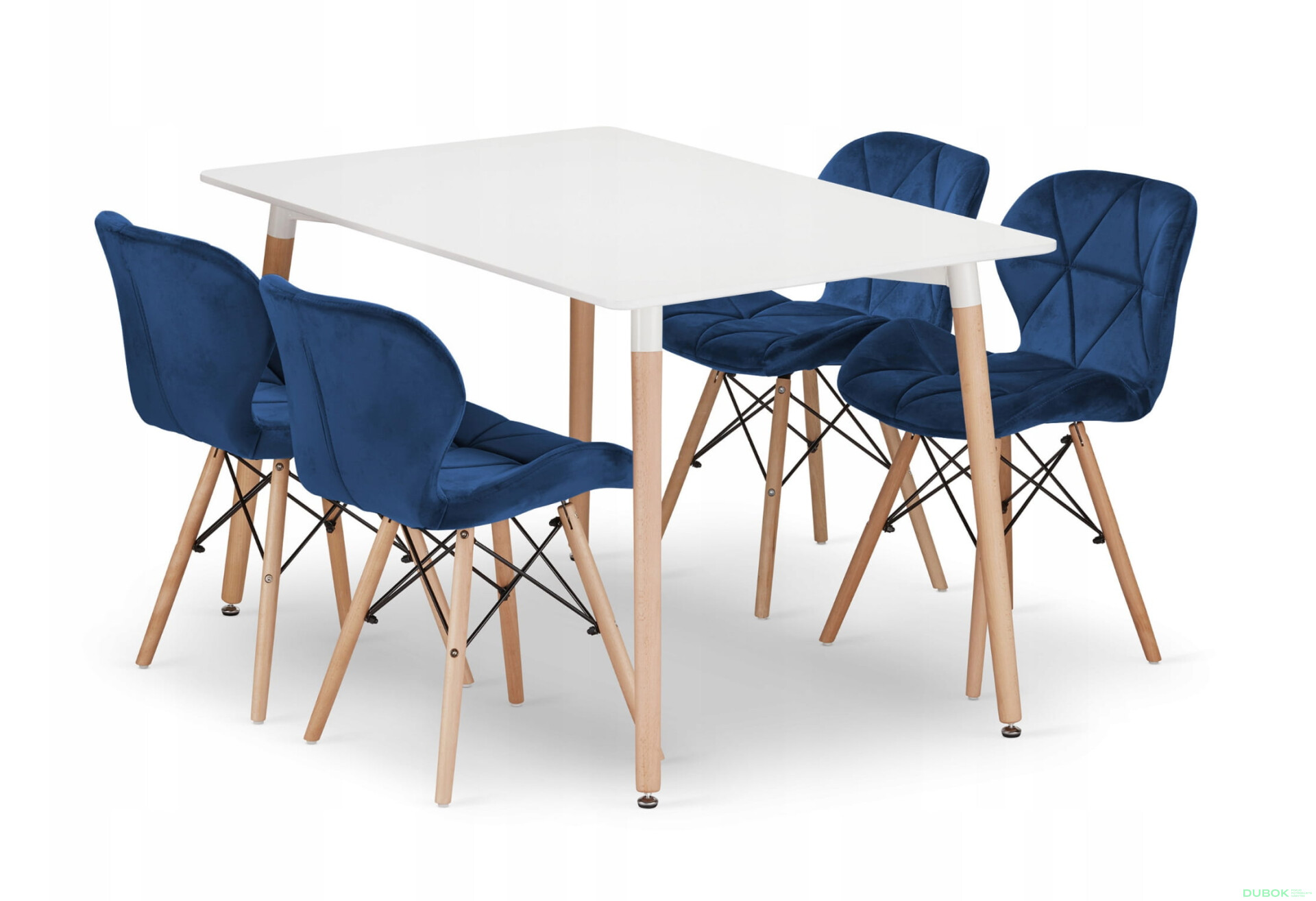 Zestaw stół prostokątny ADRIA 120x80 biały + 4 krzesła LAGO granatowe - Fotografia 1 Fotografia 1 - Zestaw stół prostokątny ADRIA 120x80 biały + 4 krzesła LAGO granatowe