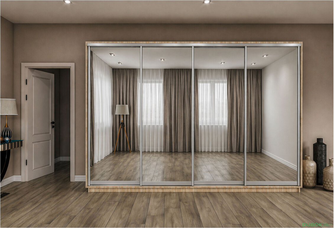 Fotografia 2 - Skriňa s posuvnými dverami 2400x3000x600 4 zrkadlá dub sonoma, profil strieborný