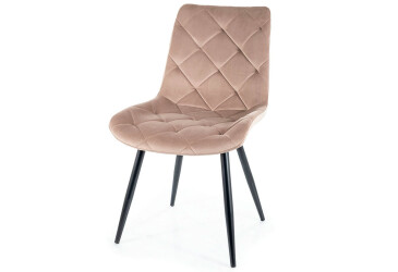 Stolička Ralph Velvet tmavo béžový Bluvel 40, kov čierna matná