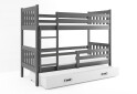 Poschodová posteľ Carino pre tri osoby grafit, zásuvka biela 80x190 cm s roštom, matracom - Fotografia 1 Fotografia 1 - Poschodová posteľ Carino pre tri osoby grafit, zásuvka biela 80x190 cm s roštom, matracom