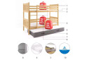 Poschodová posteľ Carino pre tri osoby grafit, zásuvka biela 80x190 cm s roštom, matracom - Fotografia 3 Fotografia 3 - Poschodová posteľ Carino pre tri osoby grafit, zásuvka biela 80x190 cm s roštom, matracom