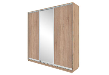 Skriňa s posuvnými dverami 2400x2500x600 2DTD 1 zrkadlo Dub Sonoma, profil strieborný