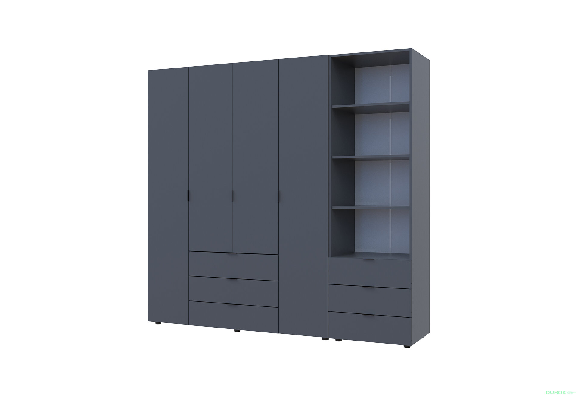 Fotografia 1 - Skriňa 4D s regálom s zásuvkami Gelar 215 cm grafit