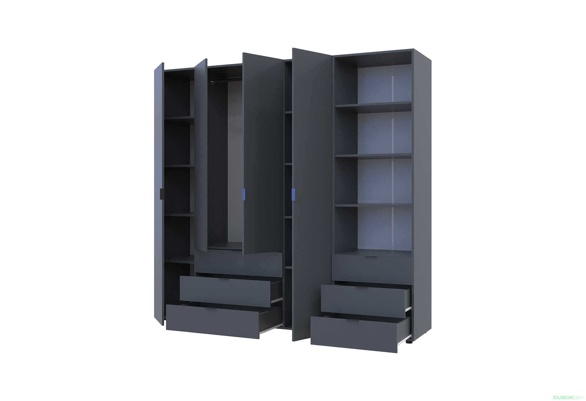 Fotografia 2 - Skriňa 4D s regálom s zásuvkami Gelar 215 cm grafit
