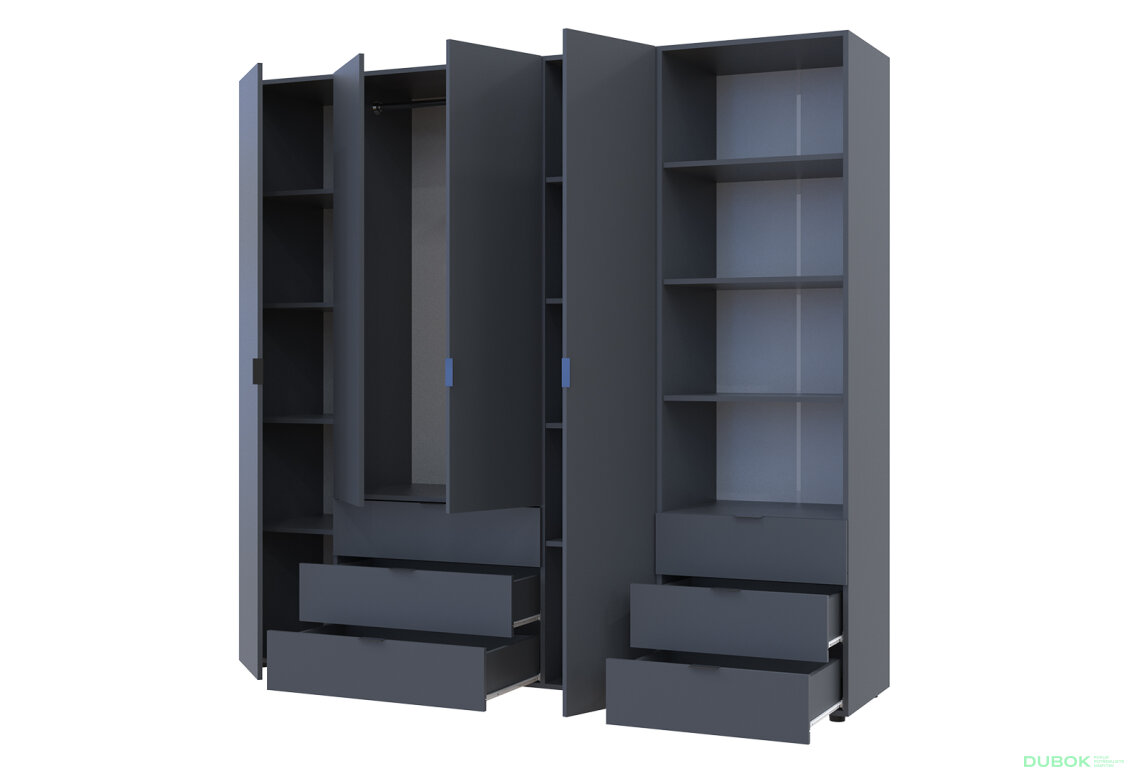 Fotografia 2 - Skriňa 4D s regálom s zásuvkami Gelar 215 cm grafit