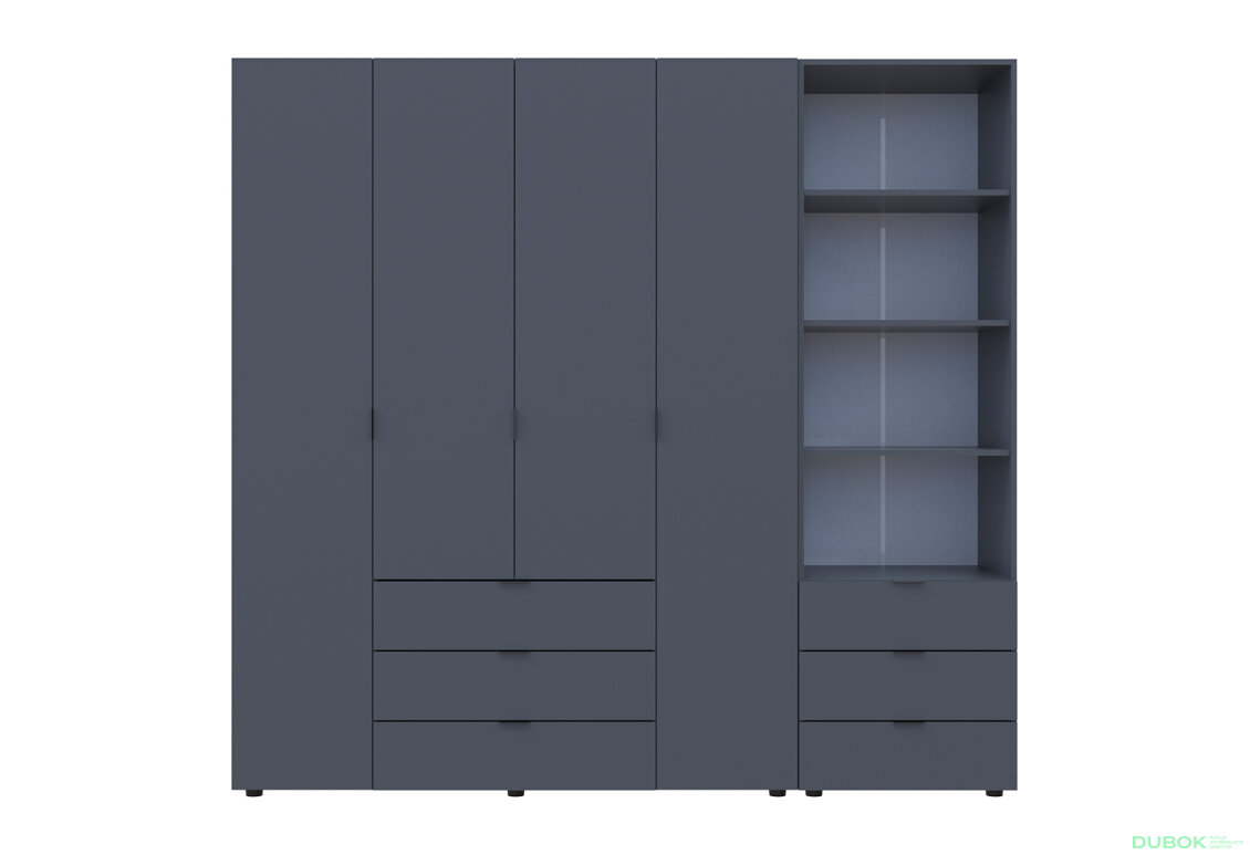 Fotografia 3 - Skriňa 4D s regálom s zásuvkami Gelar 215 cm grafit