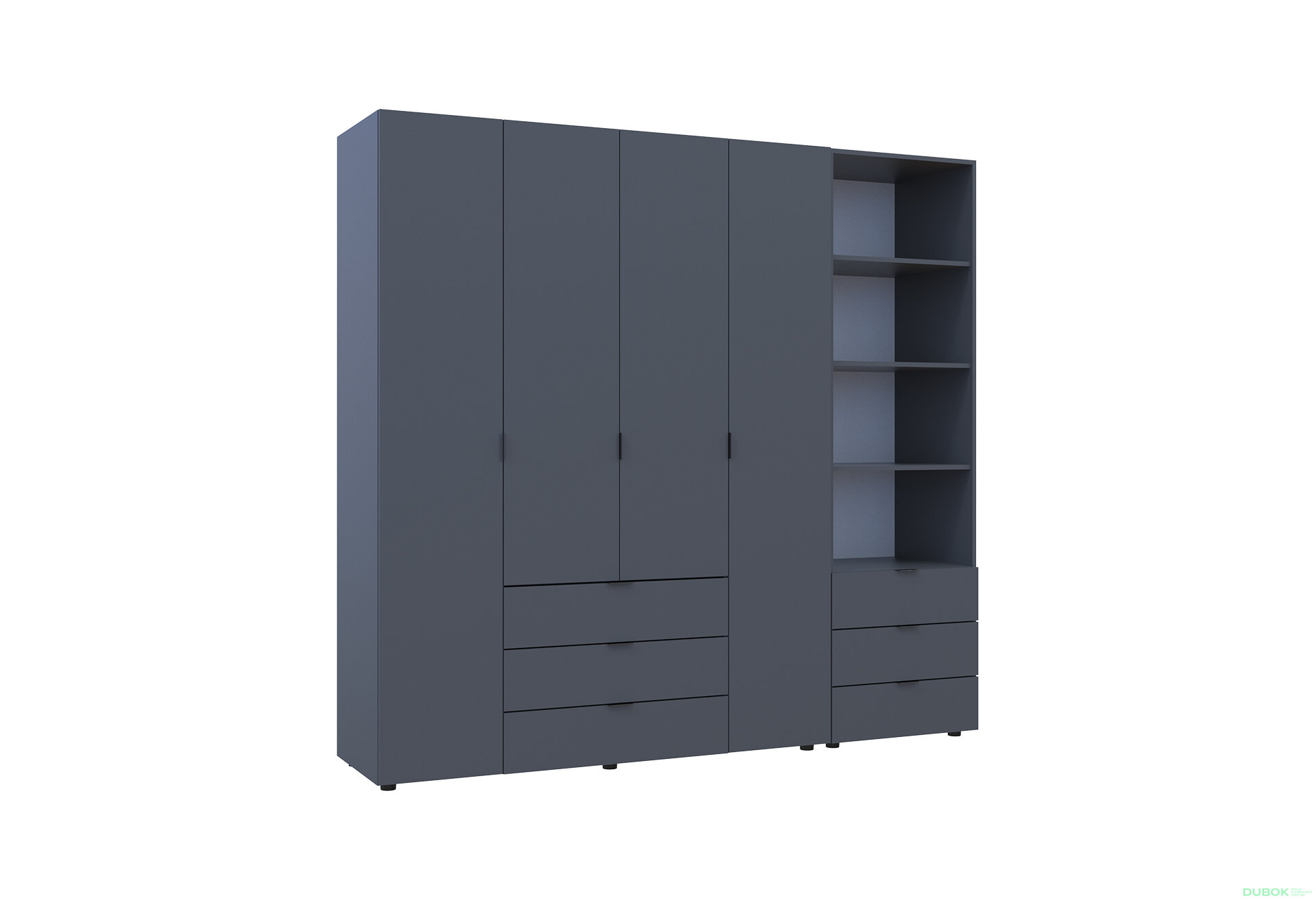 Fotografia 4 - Skriňa 4D s regálom s zásuvkami Gelar 215 cm grafit