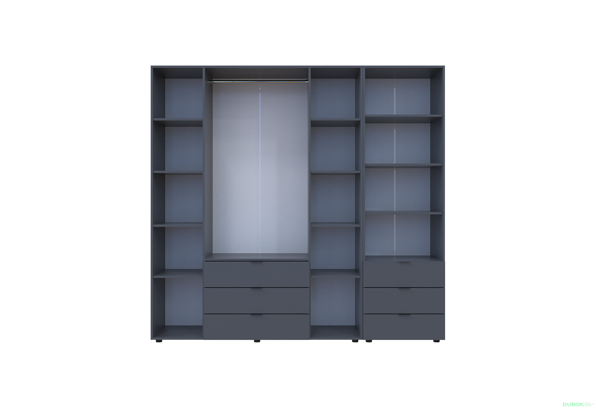 Fotografia 5 - Skriňa 4D s regálom s zásuvkami Gelar 215 cm grafit