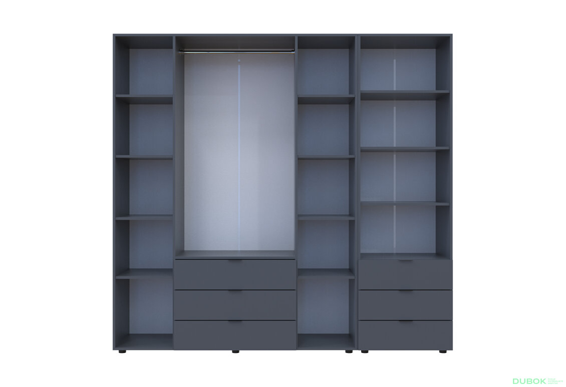 Fotografia 5 - Skriňa 4D s regálom s zásuvkami Gelar 215 cm grafit