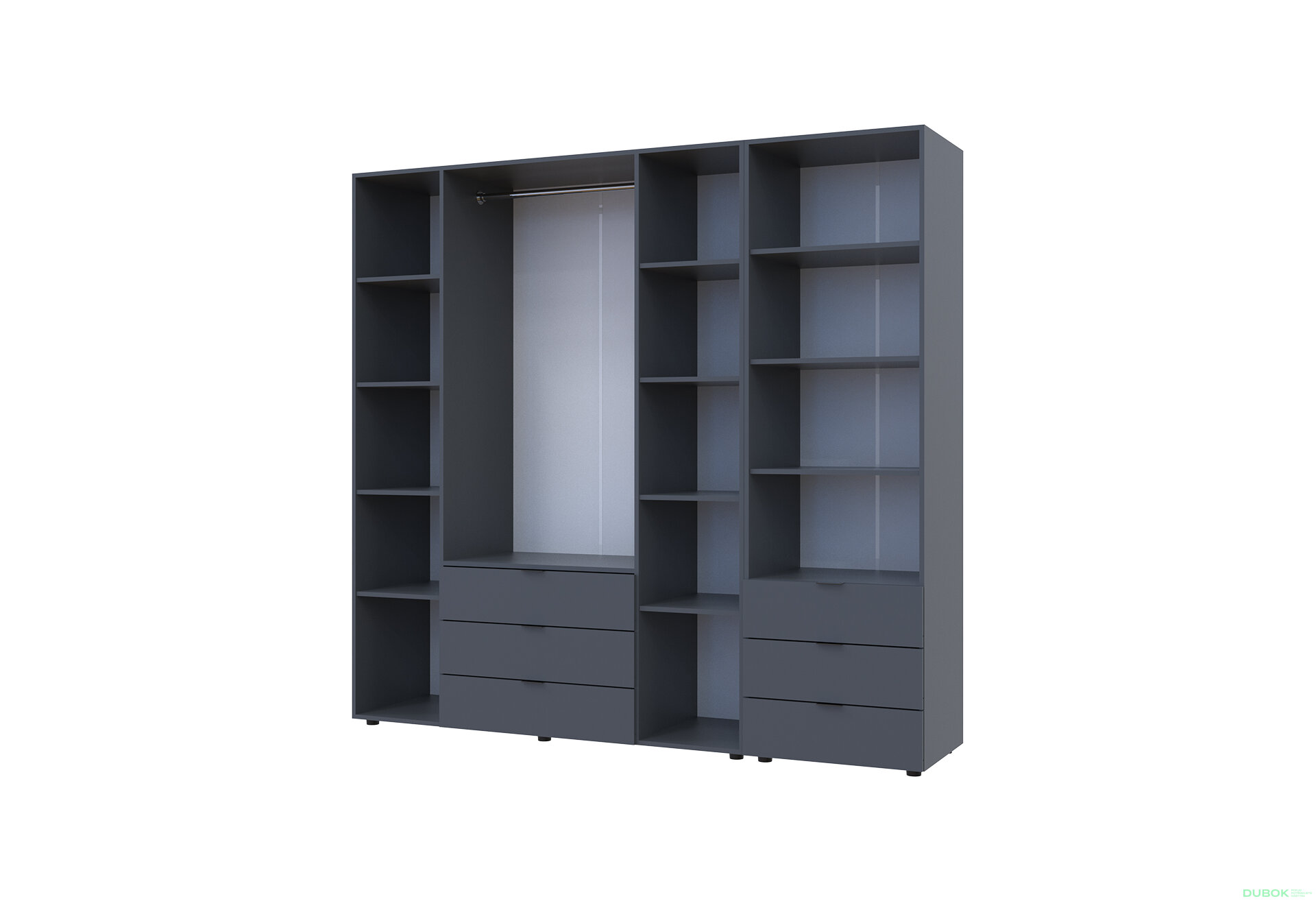 Fotografia 6 - Skriňa 4D s regálom s zásuvkami Gelar 215 cm grafit