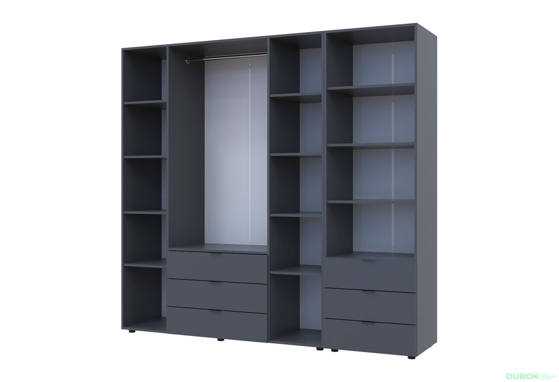 Fotografia 6 - Skriňa 4D s regálom s zásuvkami Gelar 215 cm grafit