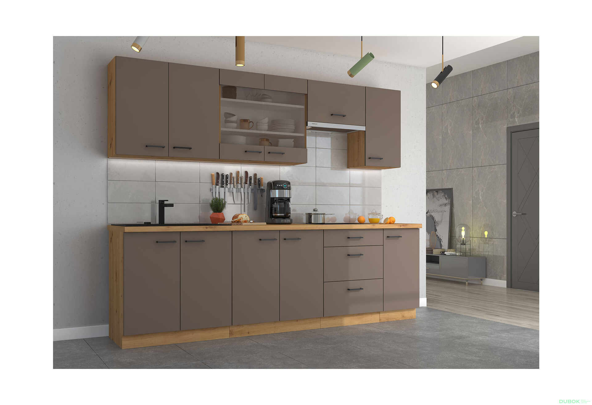 Fotografia 1 - Modulárna kuchyňa Bolonia dub artisan / truffle grey