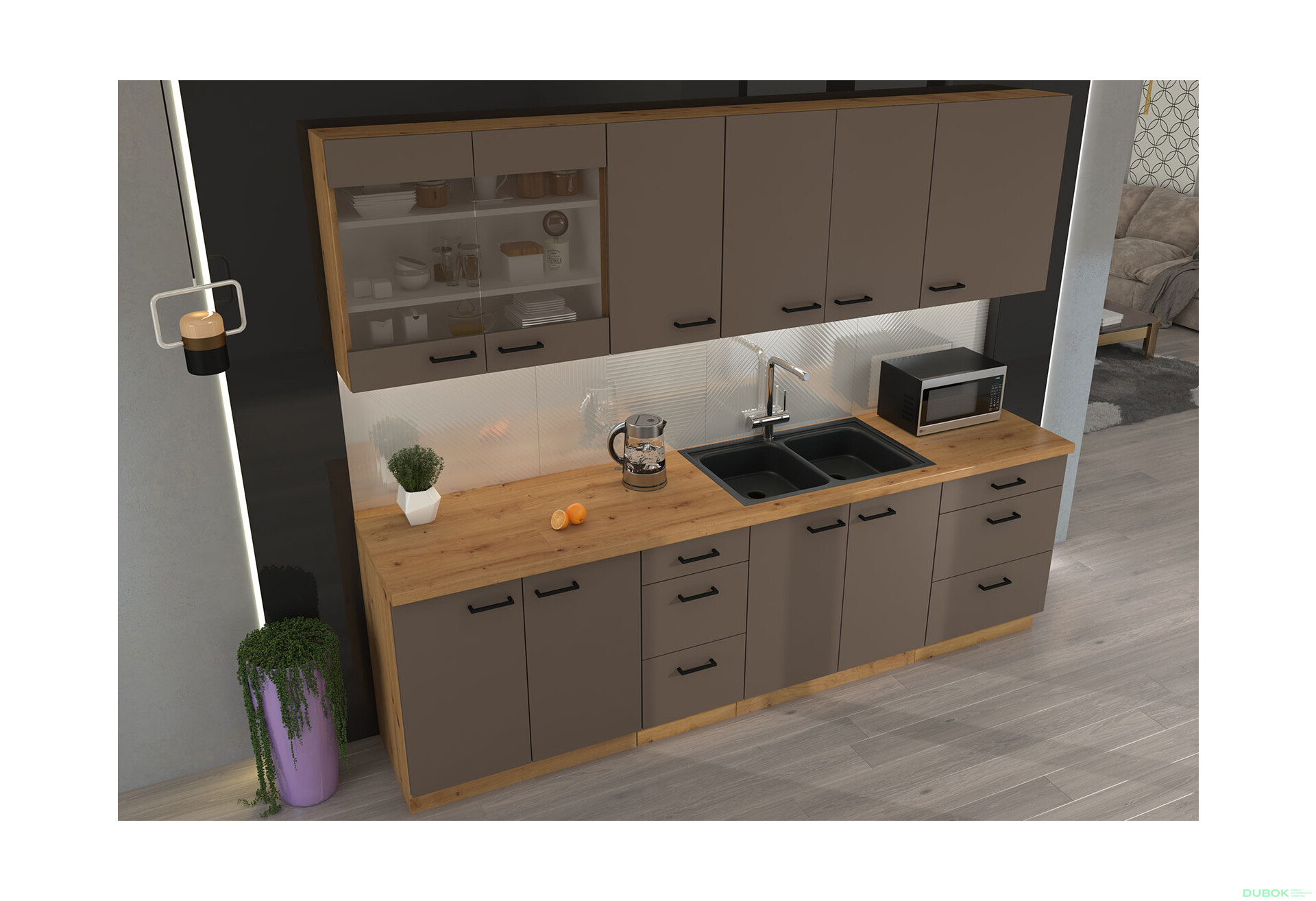 Fotografia 5 - Modulárna kuchyňa Bolonia dub artisan / truffle grey