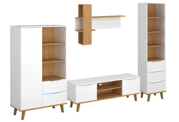 Obývacia zostava 2.8 m biela / dub kamenný Neptún