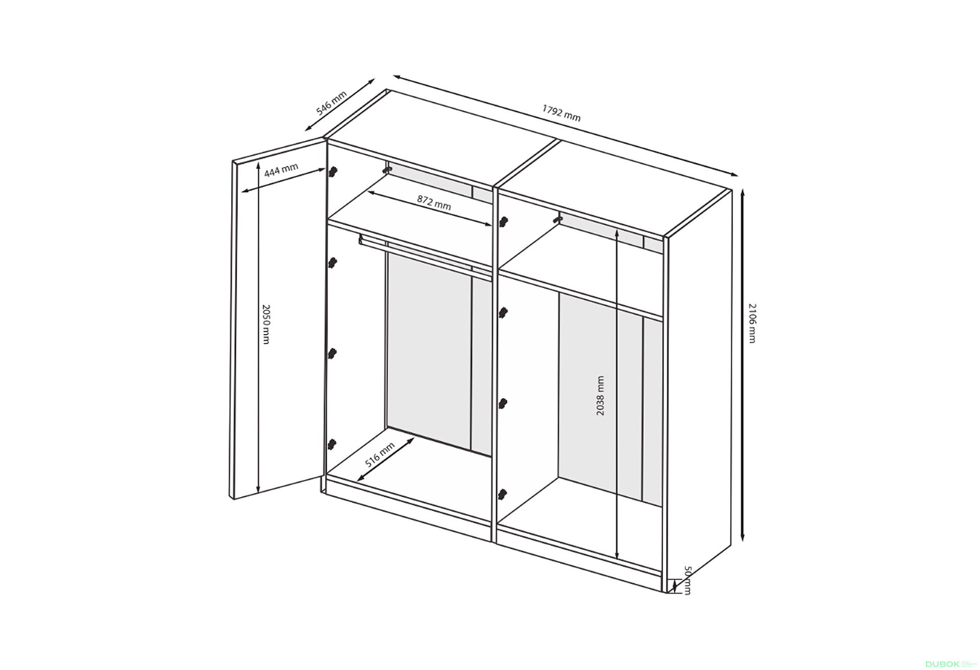 Fotografia 9 - Skriňa 4D so zrkadlom, kašmírový lesk Lori