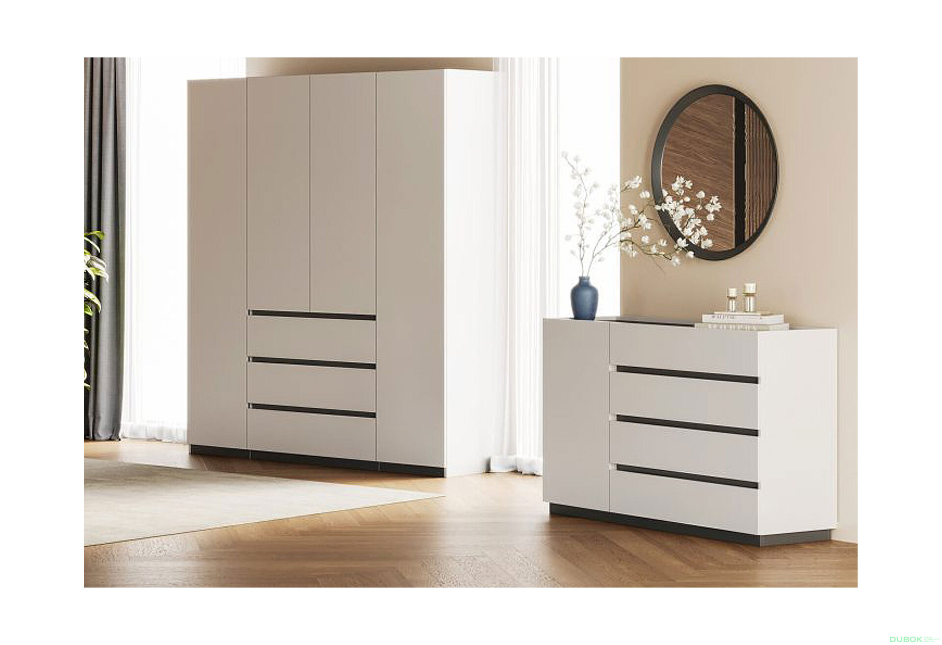 Fotografia 2 - Skriňa 4dv 3šu bez zrkadiel biely supermat, antracit Duo