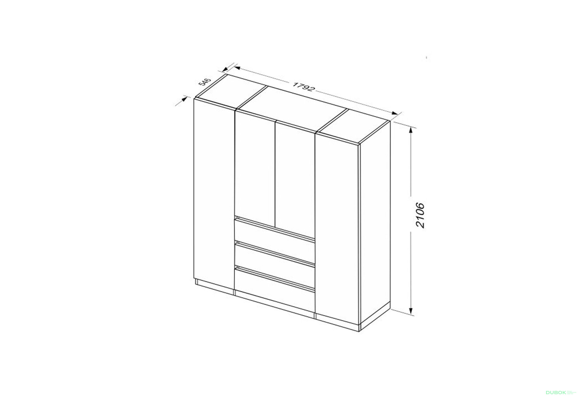Fotografia 7 - Skriňa 4dv 3šu bez zrkadiel biely supermat, antracit Duo