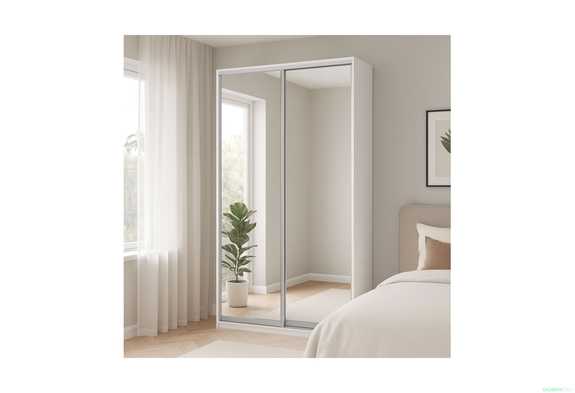 Fotografia 4 - Skriňa 2D 1200x600x2400, 2 zrkadlá, biela