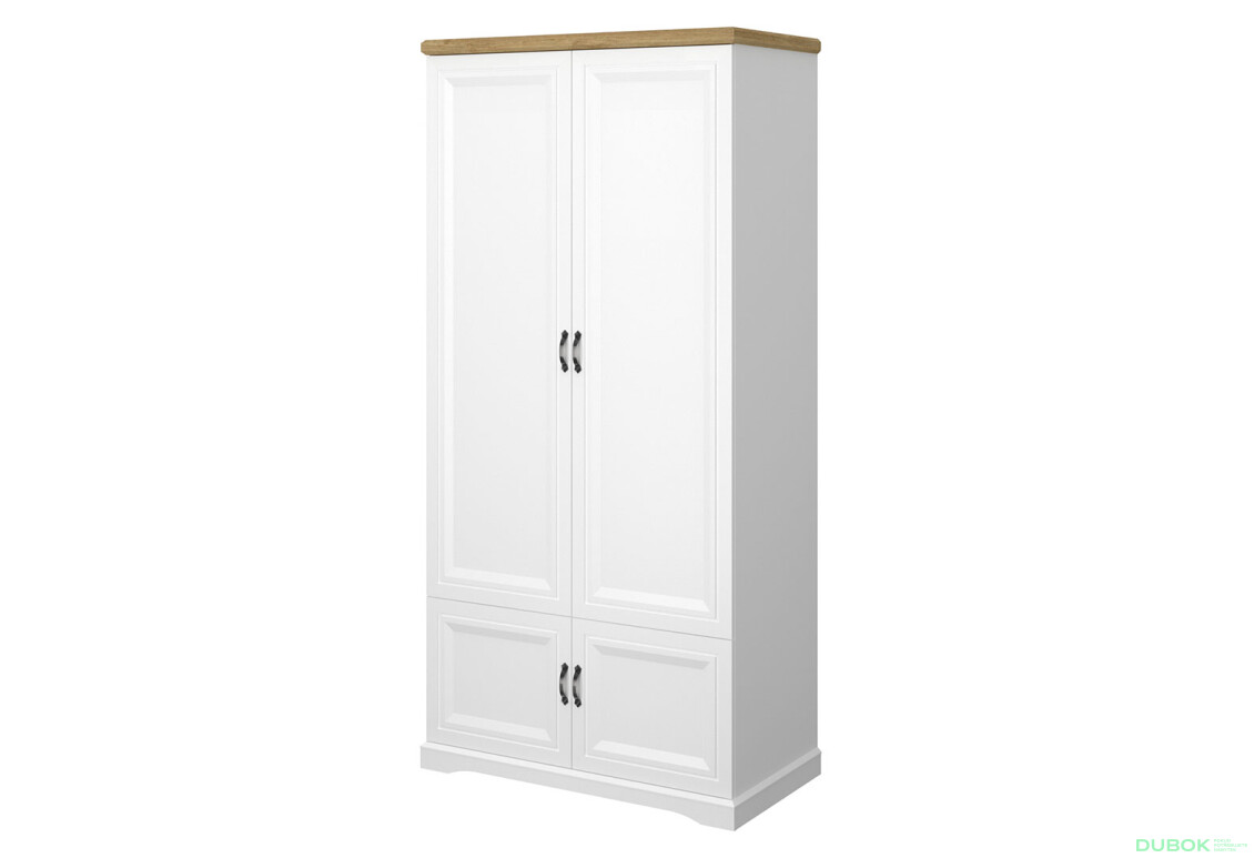 Skriňa štvordverová Riva 102.7x212.6x55 cm Biela / Dub harbor - Fotografia 1 Fotografia 1 - Skriňa štvordverová Riva 102.7x212.6x55 cm Biela / Dub harbor