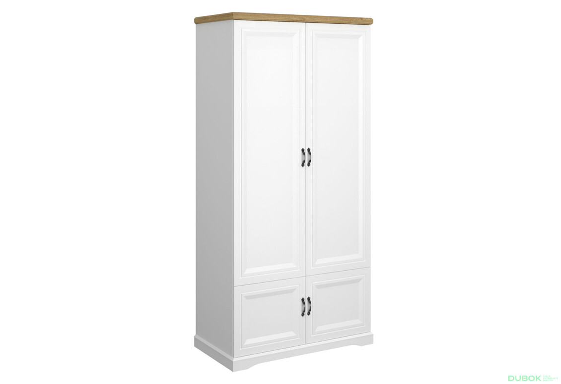 Skriňa štvordverová Riva 102.7x212.6x55 cm Biela / Dub harbor - Fotografia 2 Fotografia 2 - Skriňa štvordverová Riva 102.7x212.6x55 cm Biela / Dub harbor
