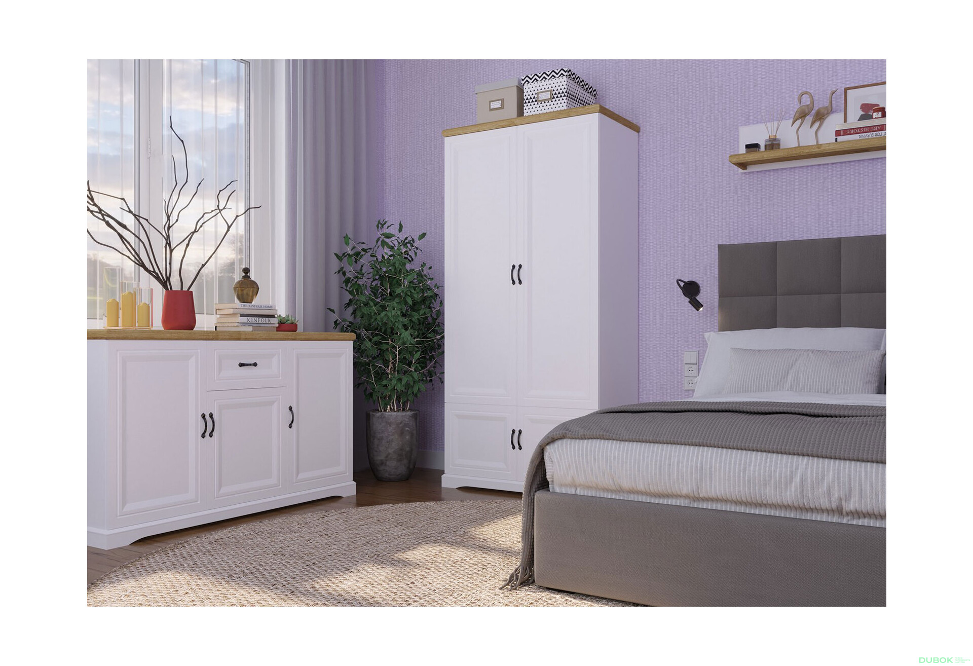 Skriňa štvordverová Riva 102.7x212.6x55 cm Biela / Dub harbor - Fotografia 3 Fotografia 3 - Skriňa štvordverová Riva 102.7x212.6x55 cm Biela / Dub harbor