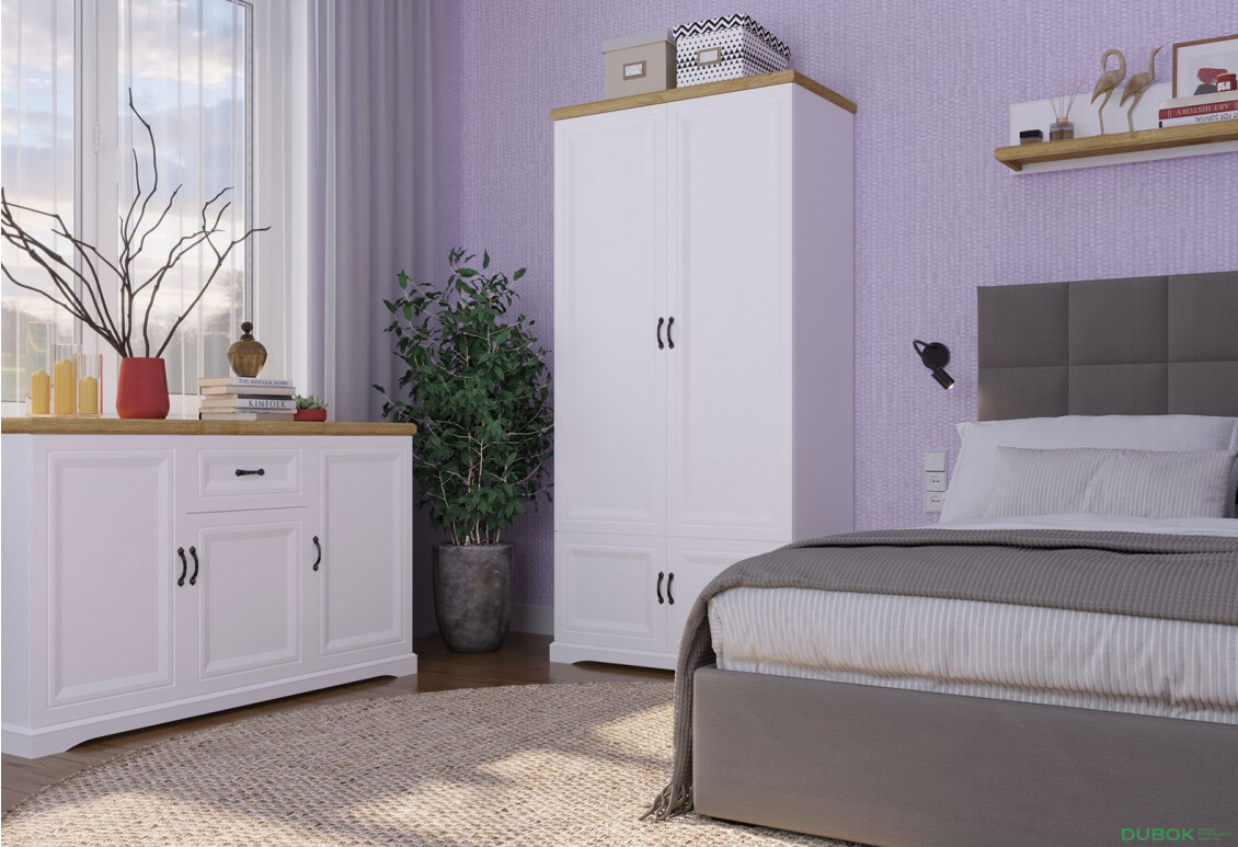 Skriňa štvordverová Riva 102.7x212.6x55 cm Biela / Dub harbor - Fotografia 3 Fotografia 3 - Skriňa štvordverová Riva 102.7x212.6x55 cm Biela / Dub harbor