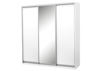 Skriňa 3D 2220x600x2400, 2 DTD + 1 zrkadlo, biela