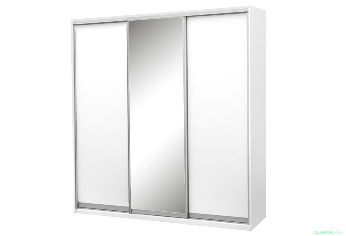 Skriňa s posuvnými dverami Komforto 2 DTD + 1 zrkadlo 222x240x60 cm Biela
