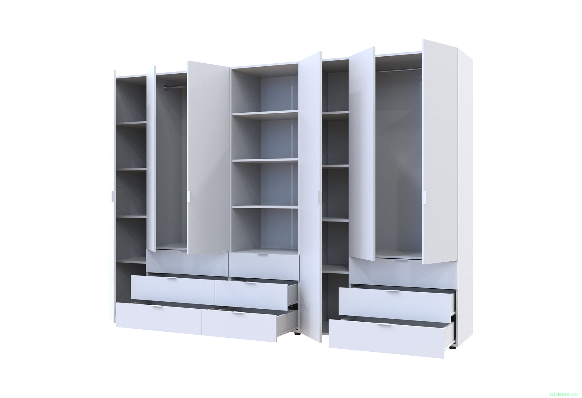 Fotografia 2 - Skriňa šesťdverová s regálom s zásuvkami Gelar 292.4 cm biely