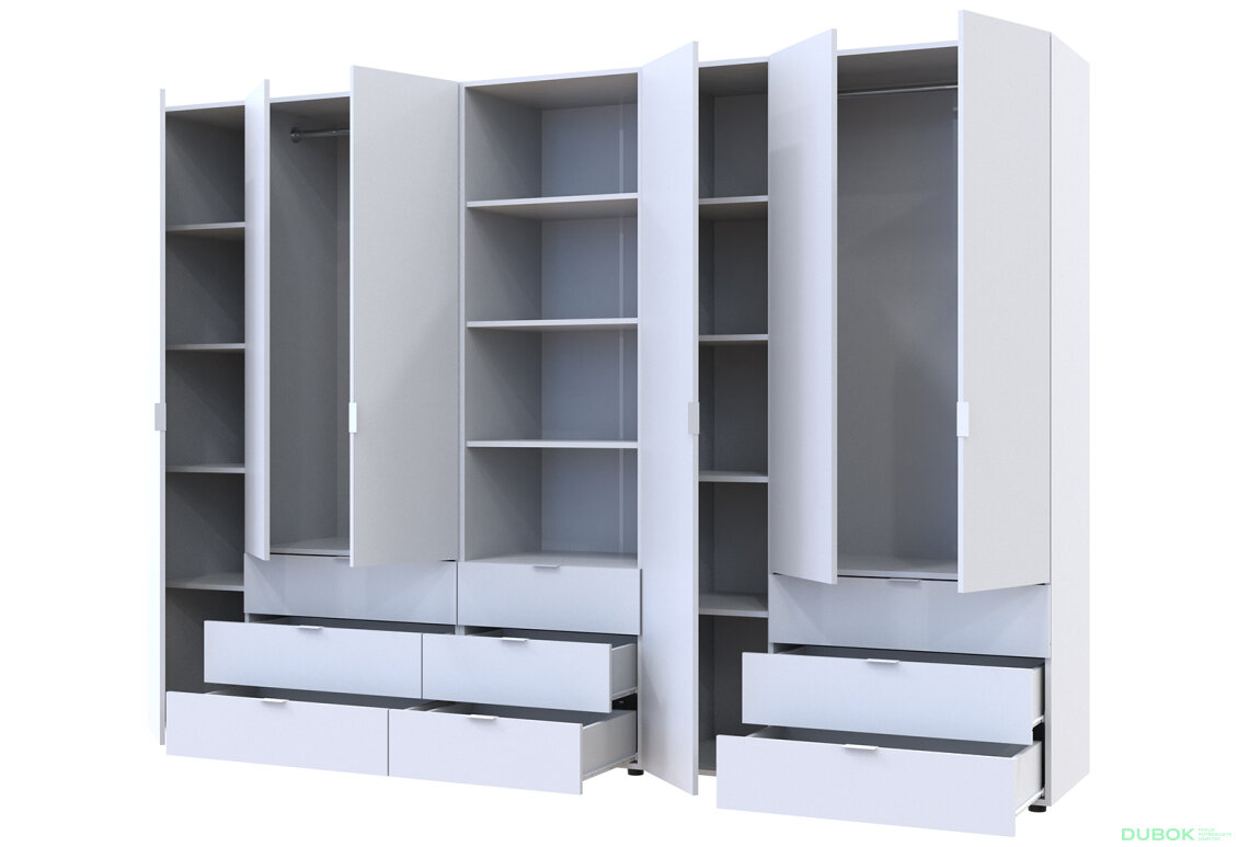 Fotografia 2 - Skriňa šesťdverová s regálom s zásuvkami Gelar 292.4 cm biely